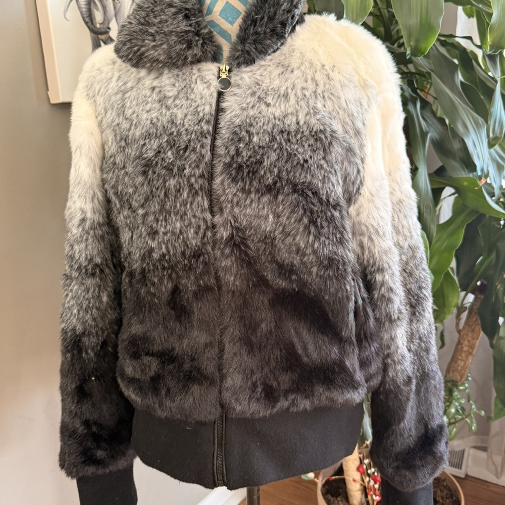 Sam Edelman faux fur coat Size XL 7RX GREY OMBRE style 916874.